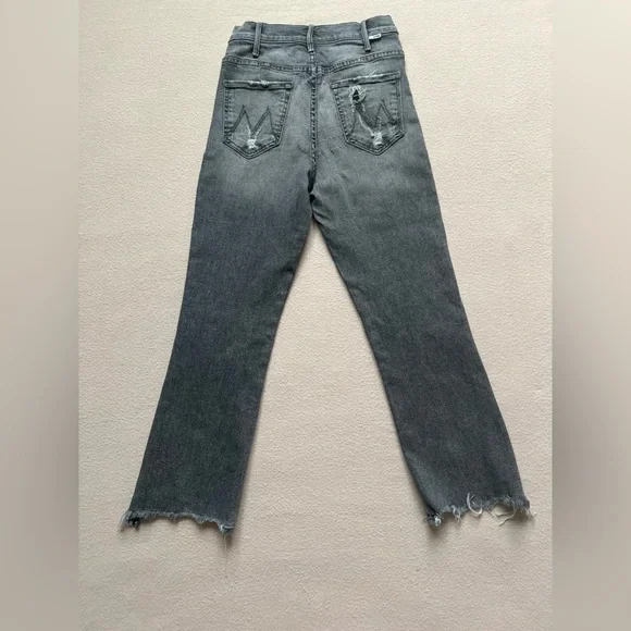 Mother Hustler Crop Step Chew Jeans Sz 27 Scene of the Crime Black Denim - Picture 3 of 14